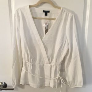 J. Crew Drapey crepe faux-wrap top